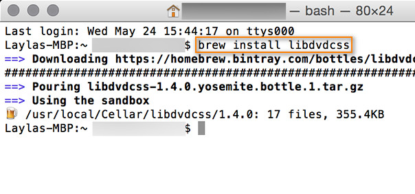 Installer libdvdcss pour HandBrake sur Mac