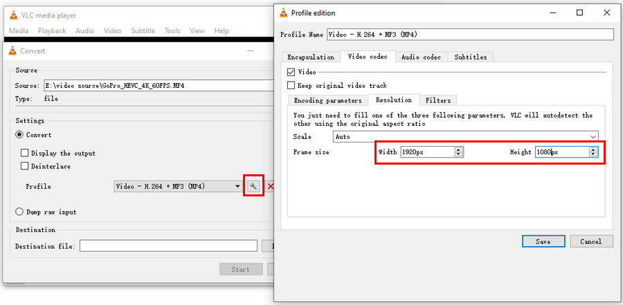 Compress 4K to 1080p with VLC