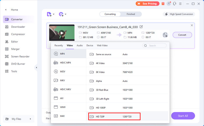 Convert 4K UHD to hd 720p