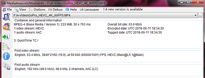 4K 60FPS HEVC Video