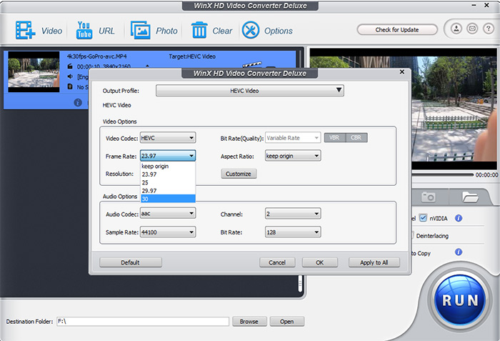 Adjust HEVC frame rate