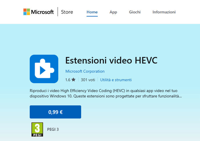 Estensioni video HEVC
