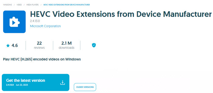 HEVC Video Extensions Free Windows 11