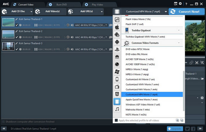Convert MKV to MOV using Any Video Converter Free