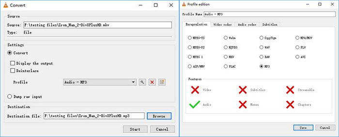 Free Convert MKV to MP3 using VLC