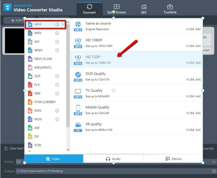Convert DAT to MP4 with Apowersoft