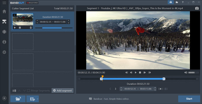 tagliare mp4 con bandicut