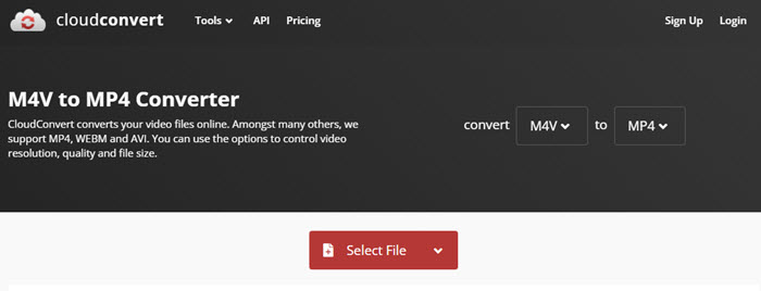 Convert M4V to MP4 with CloudConvert