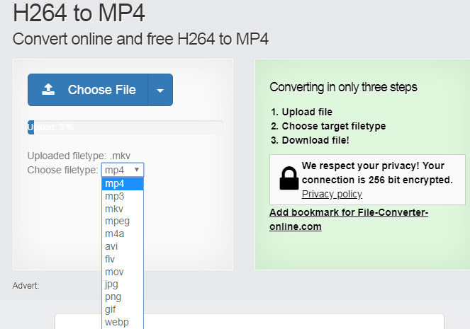Convert H.264 to MP4 with File Converter Online