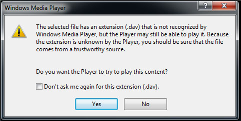 DAV files not playing on Windows Media Player