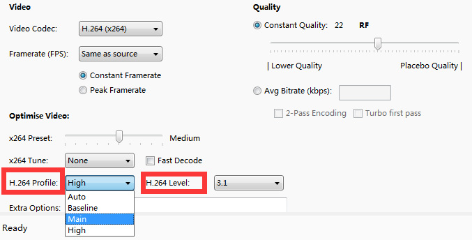 Adjust output MP4 profile, level