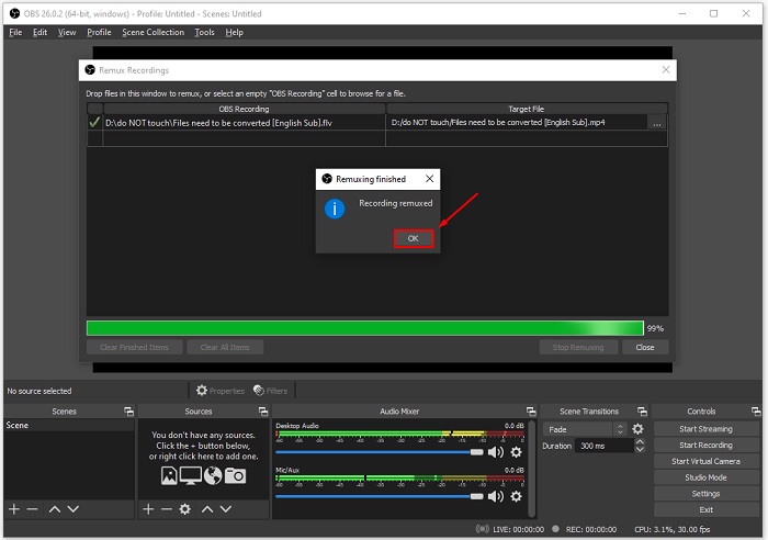 Finish FLV to MP4 Remuxing