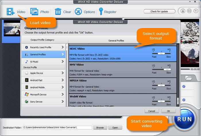 choose output format