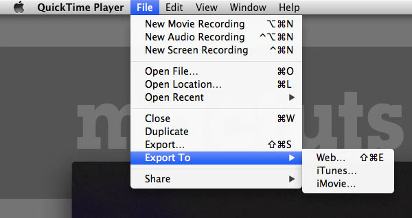 Export MP4 to MOV QuickTime