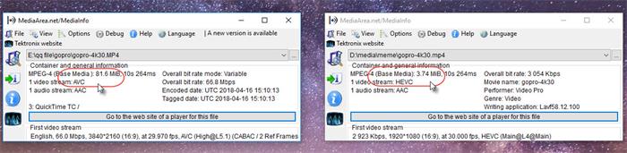 Resize MP4 File Size - H.264 vs HEVC