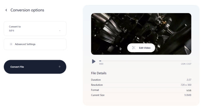convert VOB to MP4 with veedio