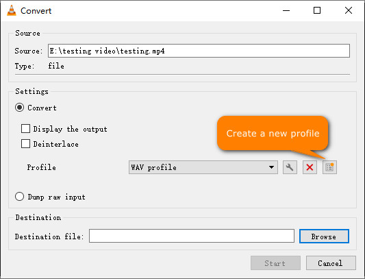 Create new profile on VLC
