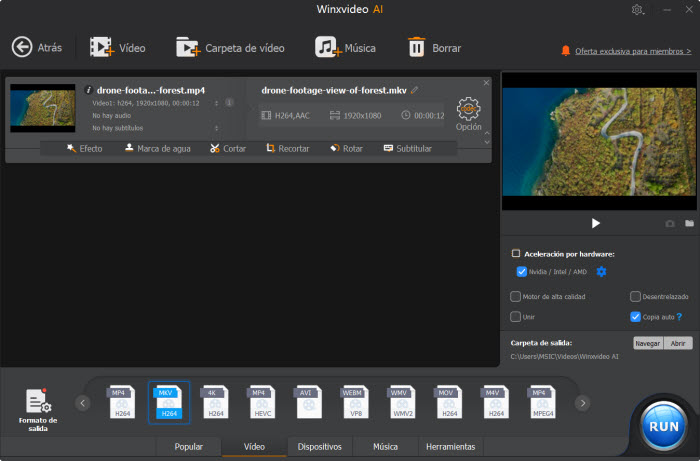 Convertir AVI a MKV en Windows
