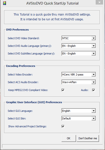 AVStoDVD preferences