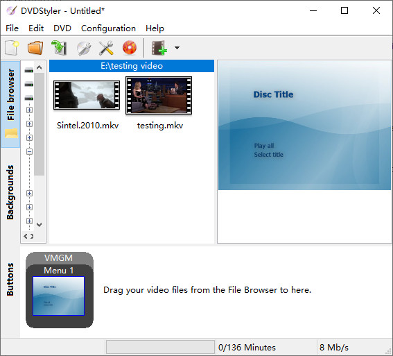 DVDStyler - add MKV files to convert