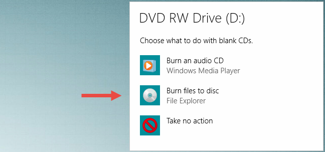 Burn files to disc