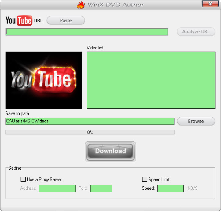 WinX DVD Author youtube downloader