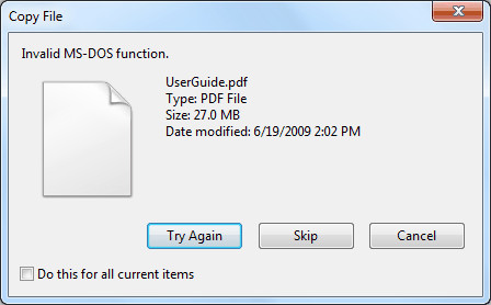 Damaged DVD copy errors - Invalid MS-DOS function error when copying damaged DVD in Windows