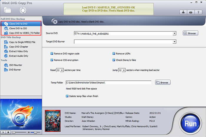 WinX DVD Copy Pro review backup mode