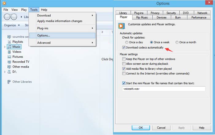 Configure DVD decoder for Windows Media Player