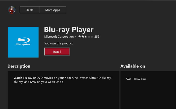 Install Blu-ray Player App on Xbox One