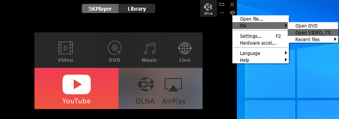 Open DVD folder with Windows Media Player alternative - 5KPlayer