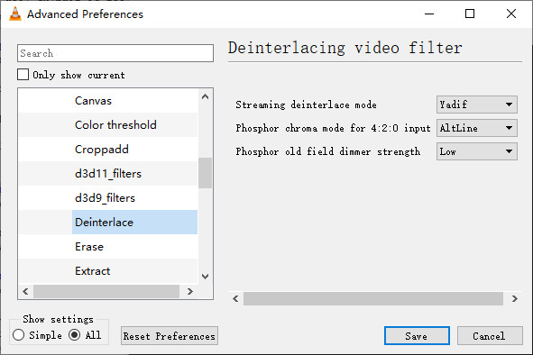 Change deinterlace mode to fix VLC not playing DVD