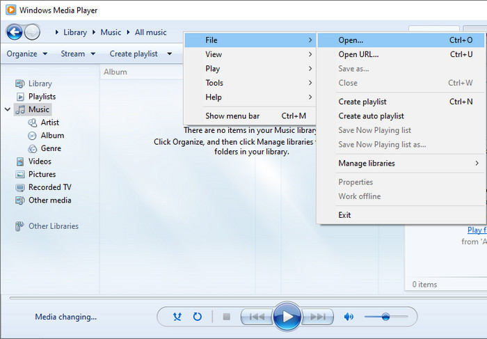 Open DVD folder with Windows Media Player - step 2