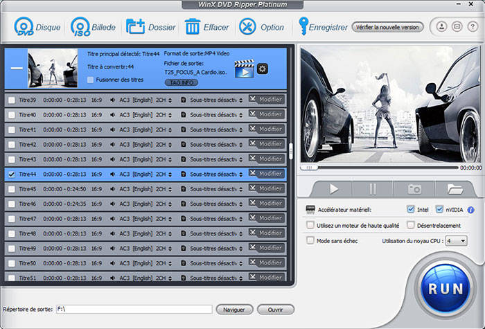 Choisir le titre à extraire