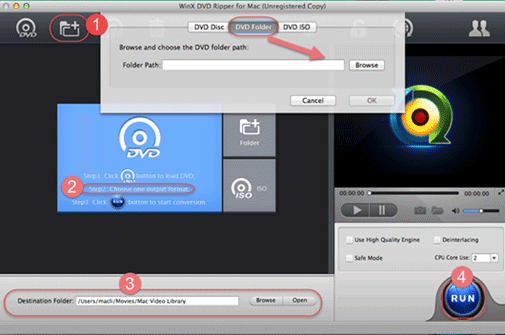 Convert dvdmedia file with WinX HD Video Converter for Mac
