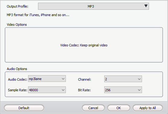 Change MP3 audio parameters
