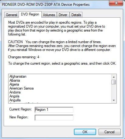 Change DVD Region Code in Windows