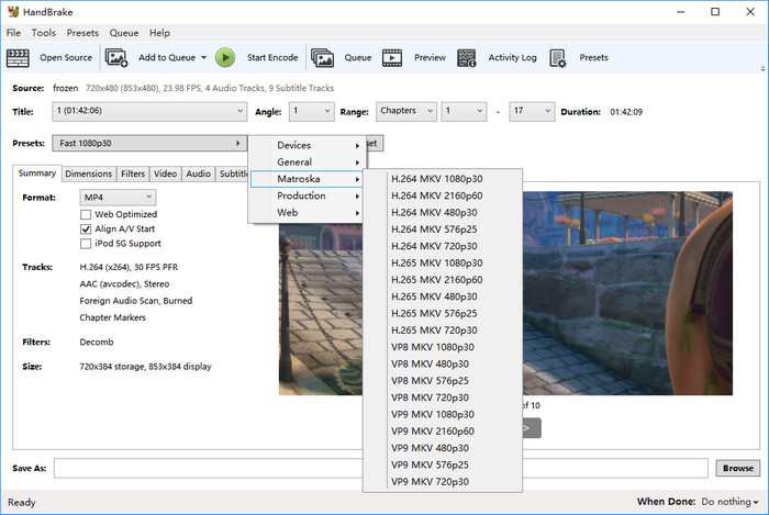 Convert ISO to MKV with HandBrake