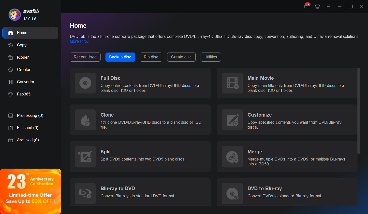 dvdfab main interface