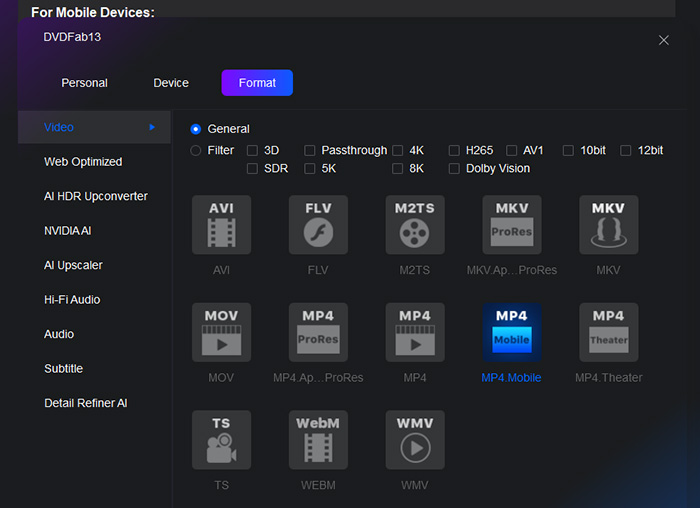 DVDFab Output Profile