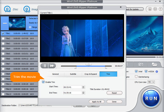 Edit and Trim DVD