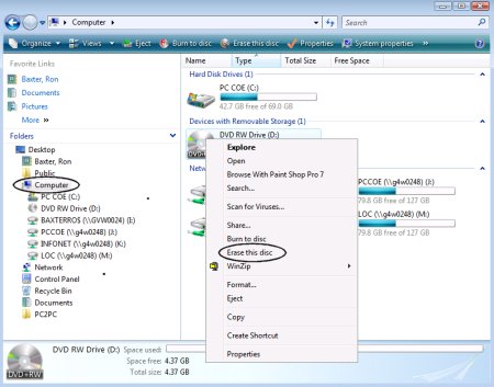 Erase DVD RW on Windows 7