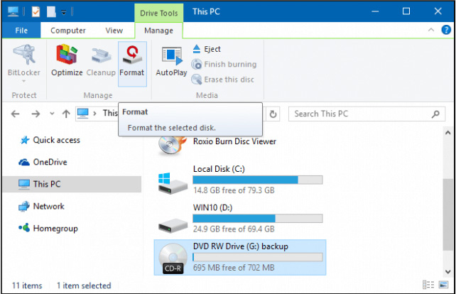Format DVD on Windows 10