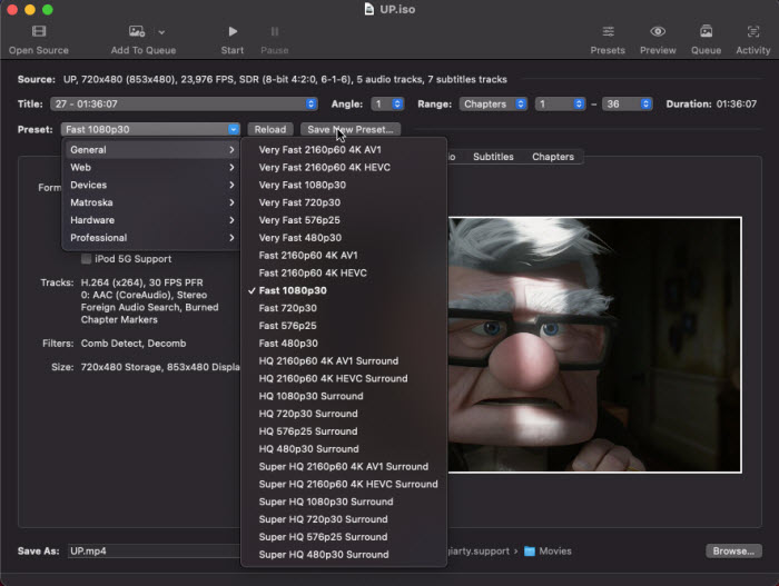 Convert DVD to MP4 on Mac with HandBrake