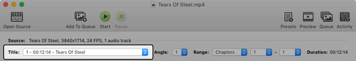 Choose DVD title to rip with HandBrake on Mac