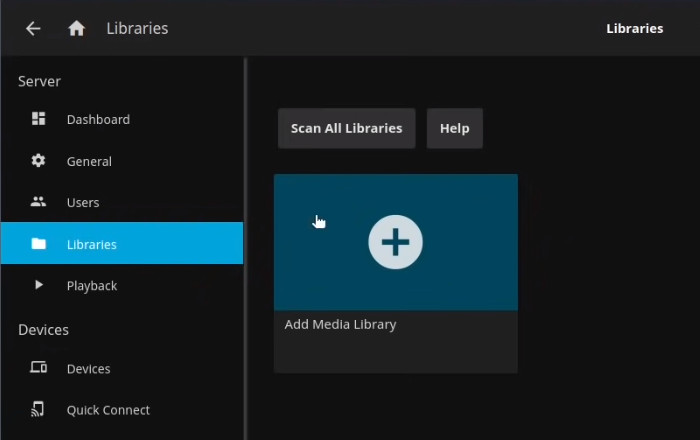 Add media library on Jellyfin
