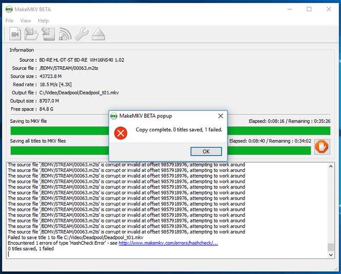 How to Use MakeMKV - Hash check / CRC error