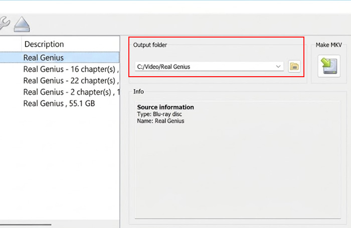 MakeMKV Rip Blu-ray - Choose Output