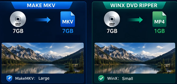 MakeMKV vs WinX DVD Ripper File Size