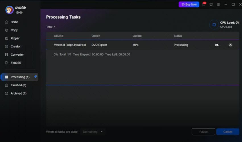 DVDFab ripping stuck at 0%